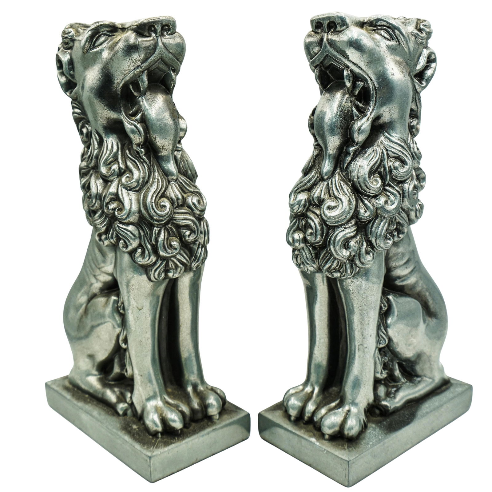 Pair of Silver Tone Lion Bookends (1 of 7)