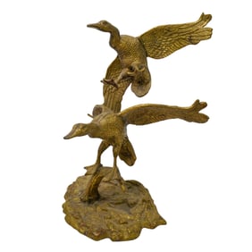 Vintage Brass Geese Sculpture