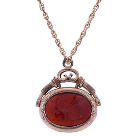 14k Gold Intaglio Cameo Necklace