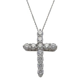 18k White Gold and Diamond Cross Necklace