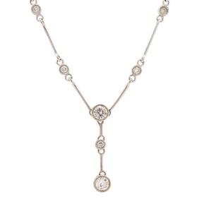 Clyde Duneier 14k White Gold and Diamond Inset Necklace