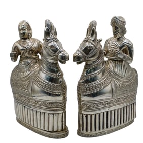 Pair of Antique Indian Sterling Silver "Nodding" Horses
