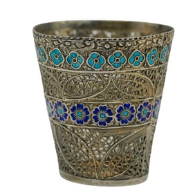 Antique Silver & Enamel Shot Glass