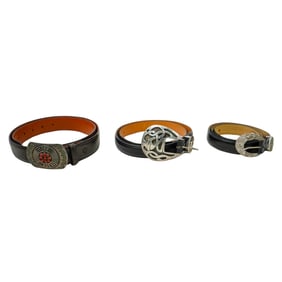 (3 pcs) Assorted Sterling Silver and Leather Belts