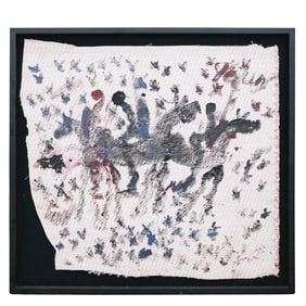 Purvis Young (American. 1943) Textile Painting