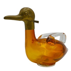 Art Deco Amber Crystal Duck Decanter