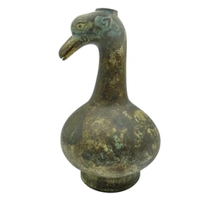 Antique Chinese Bronze Duck Vase