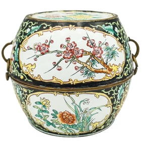 Pair of Canton Chinese Enamel Covered Bowl