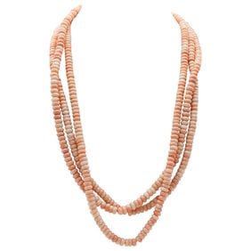 (3 Pc) Vintage Angel Skin Coral Beaded Necklaces