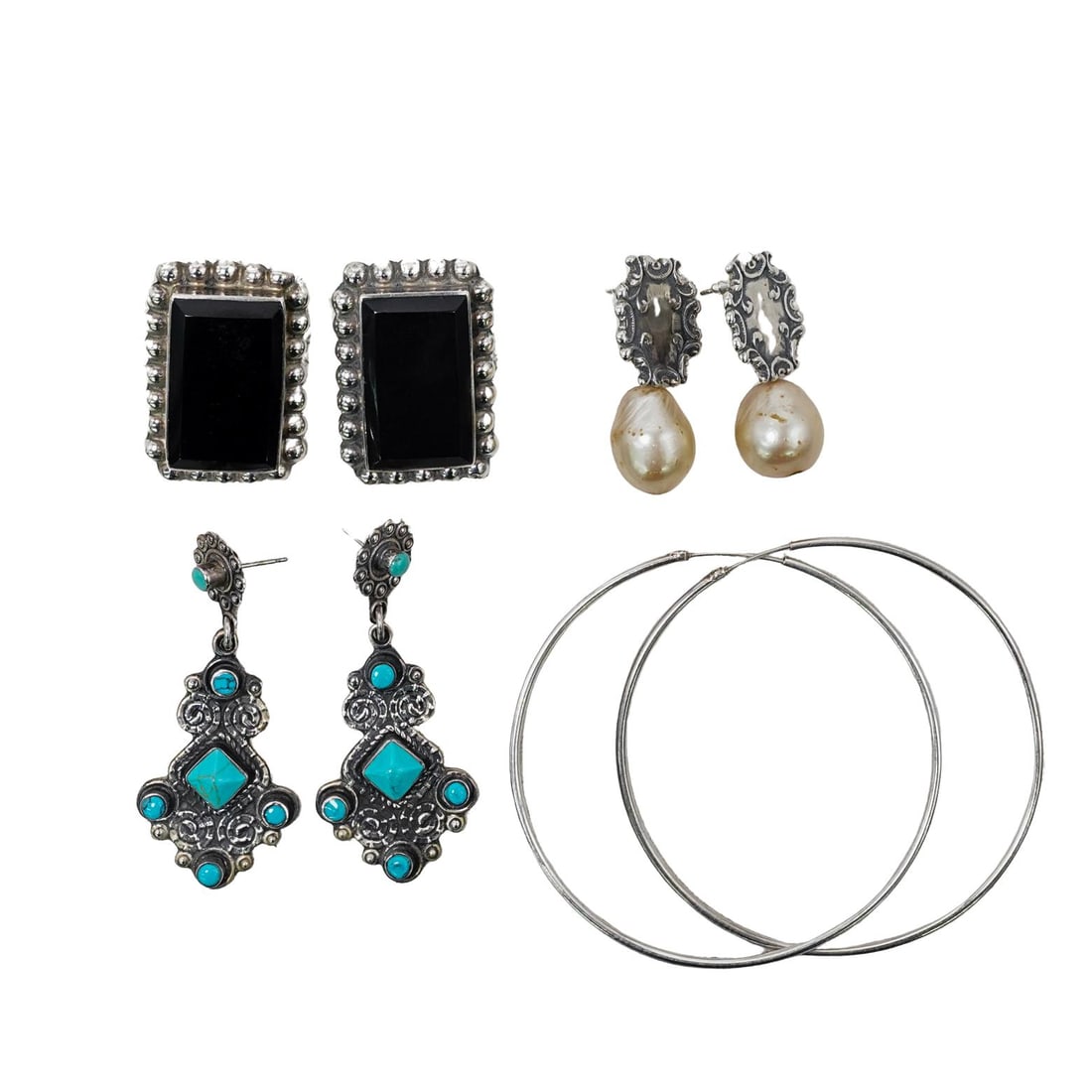 (8 Pc) Sterling Silver and Semi Precious Stone Earrings (1 of 6)