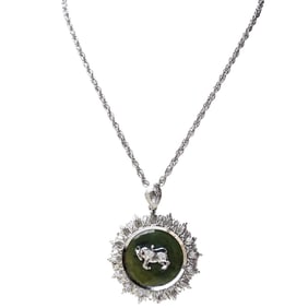 Sterling Silver and Jade Pendant Necklace