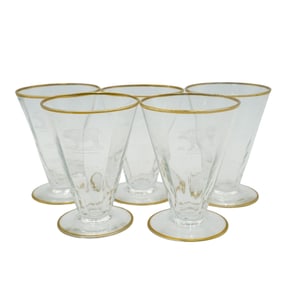 (5 Pcs) Antique Intaglio Cut Glasses