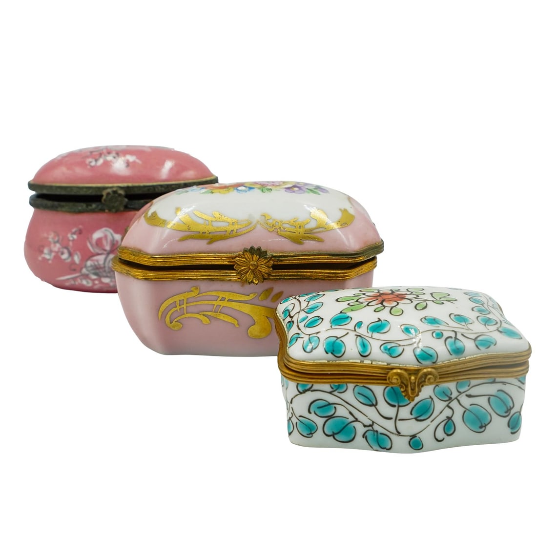 (3 Pc) French Porcelain Trinket Boxes (1 of 15)