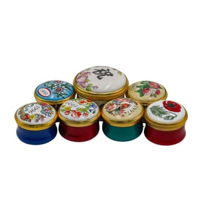 (7 Pc) Halcyon Days Miniature Porcelain Boxes
