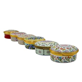 (6 Pcs) Halcyon Days Enameled Porcelain Boxes