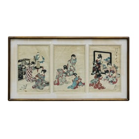 Toyohara Chikanobu (1838-1912, Japan) "Manner of Children" Woodblock Prints