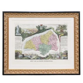 Antique Colored Map of Seine Inferieure Engraving