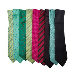 (9 pcs) Assorted Hermes Ties