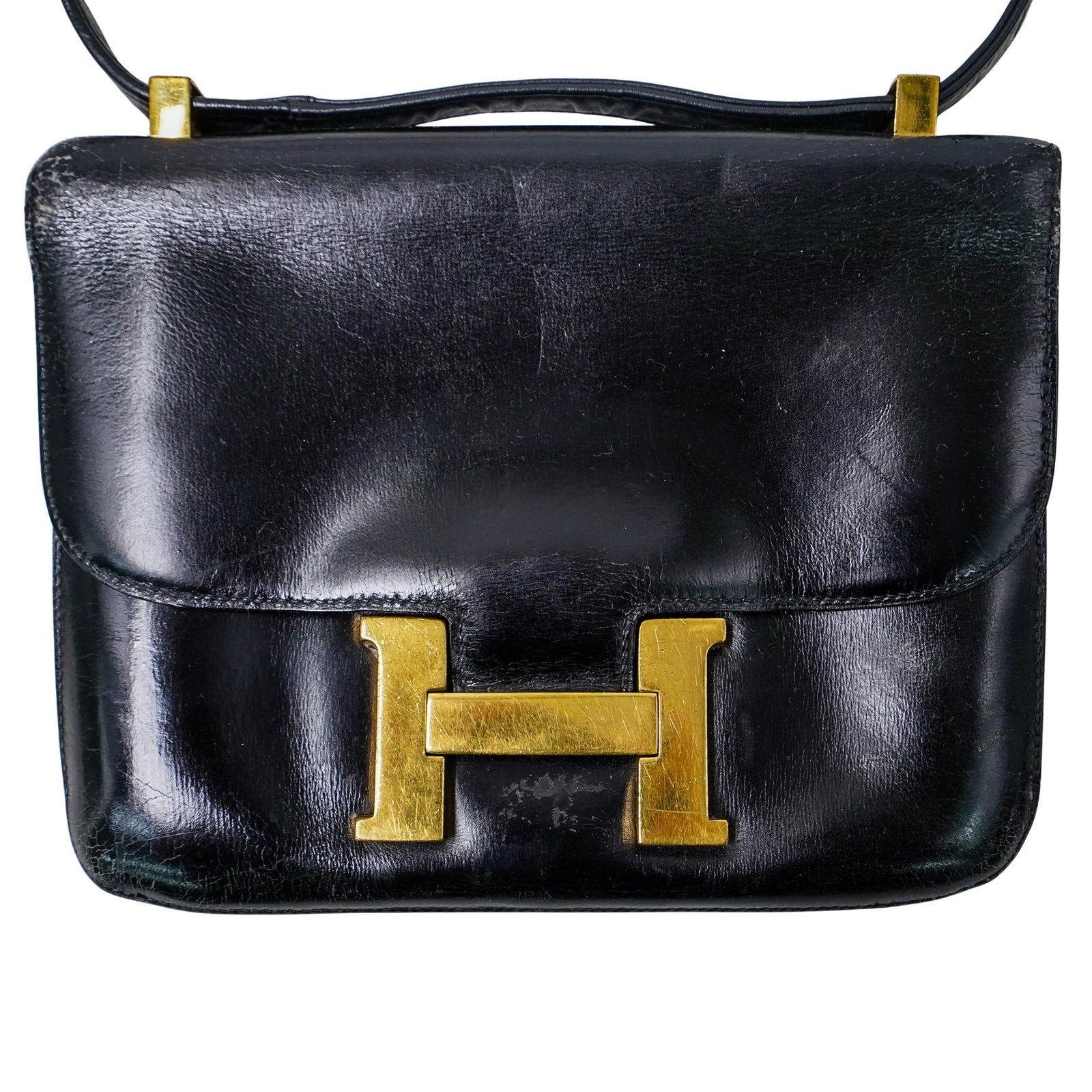 Hermes Style Constance Black Leather Shoulder Bag (1 of 10)