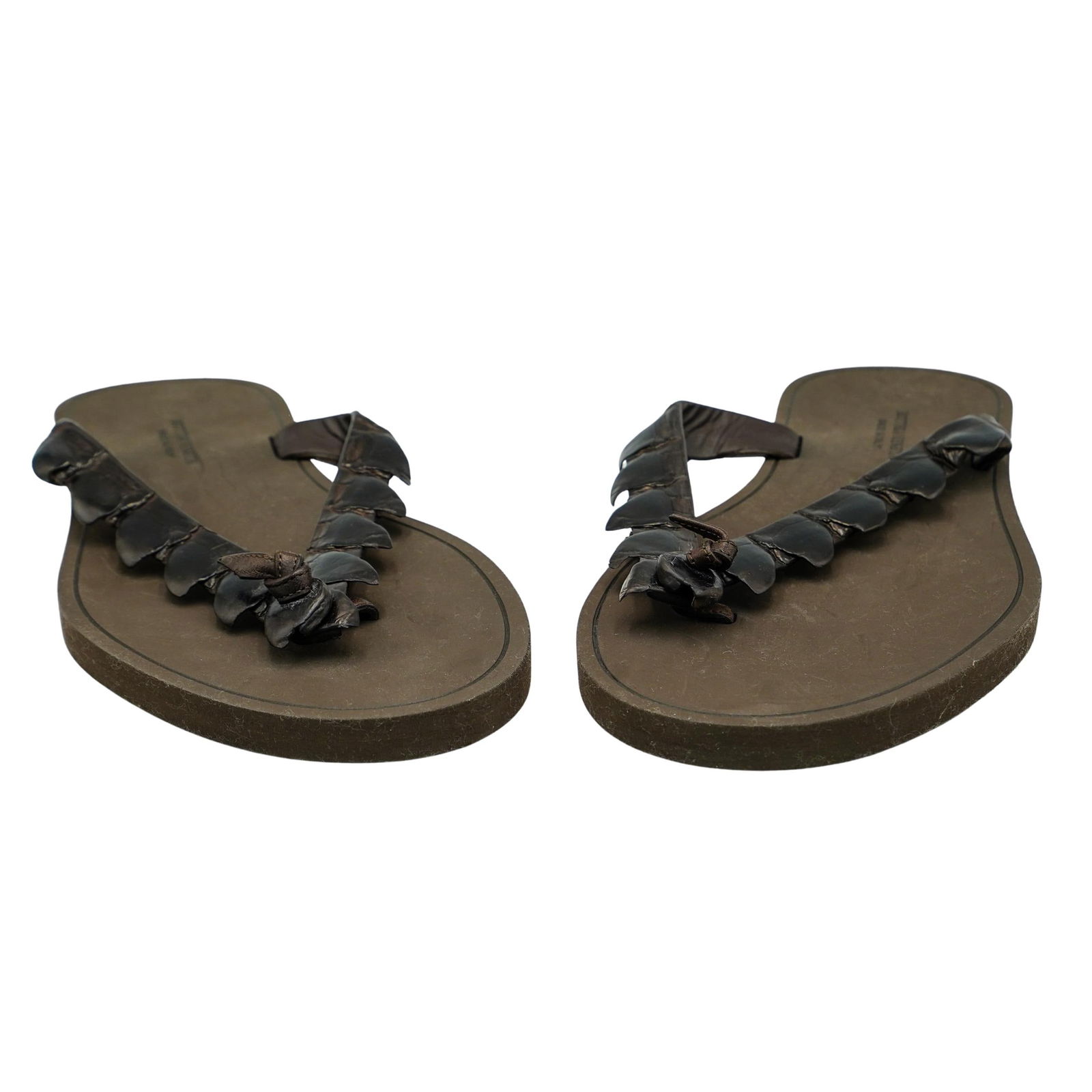 Bottega Veneta Men's Sandals: Bottega Veneta Men's SandalsLate 20th century, ItalyBottega Veneta men’s sandals in a size 43. Marked "made in Italy Bottega Veneta" on soles. Leather straps. Protective bag cover.L 11 5/8" W 4 1/2"