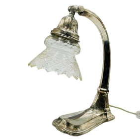 Silver-Plate and Glass Desk Lamp