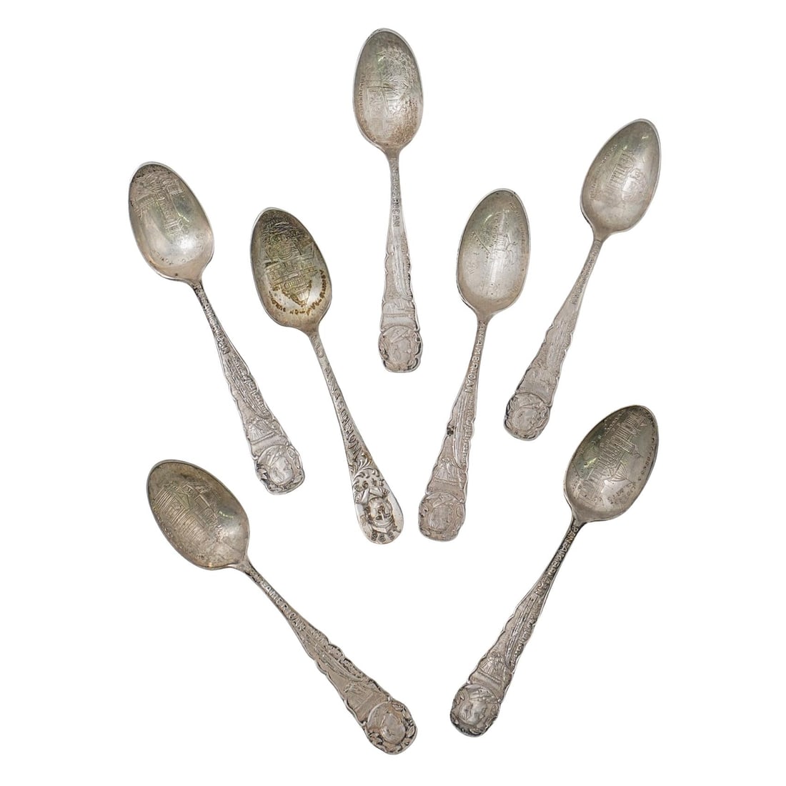 (7 Pc) 1901 Pan American Exposition Souvenir Silver Plated Spoons (1 of 9)