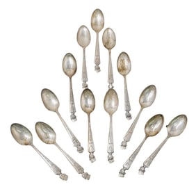(13 Pcs) Charlie McCarthy Souvenir Silver plated Spoons