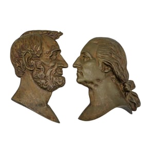 Pair of Bronze Presidential Reliefs