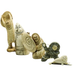 (5 Pls) Alaskan Carved Bone Figures
