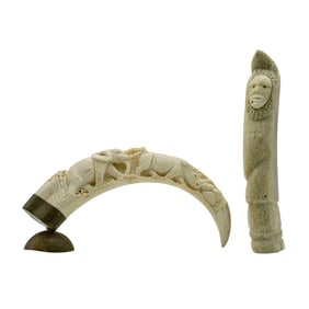(3 Pcs) Vintage Carved Bone Collection