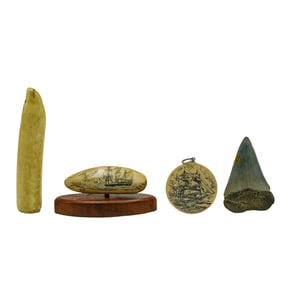 (4 Pcs) Carved Scrimshaw Collection