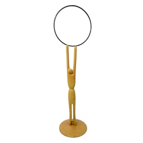 MCM Carved Wood Acrobat Figure with Metal Hoop