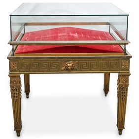 Antique Bronze & Glass Book Display Table