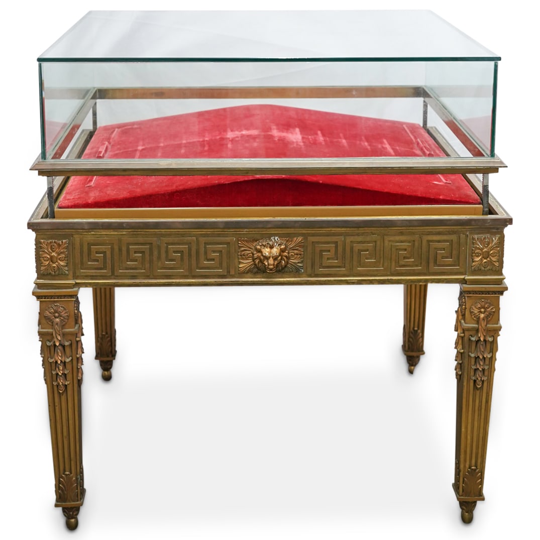 Antique Bronze & Glass Book Display Table