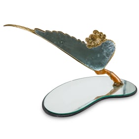 Erte (Russian, 1892-1990) Bronze Fan Mirror