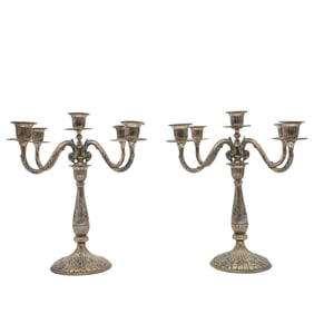Pair Of 900 Silver Candelabras