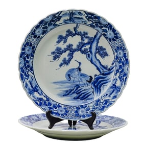Pair Of Chinese Blue and White Porcelain Charger Plates