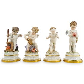 (4 Pc) Antique Meissen Porcelain Cupids