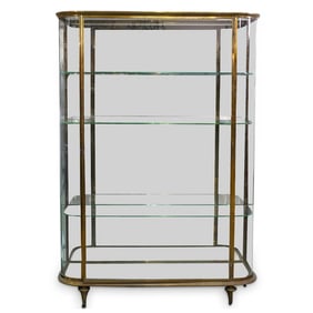 Siegel Art Deco Curved Glass and Brass Display Cabinet