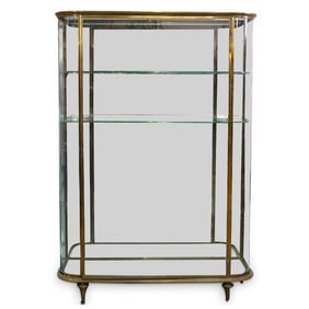 Siegel Art Deco Curved Glass and Brass Display Cabinet