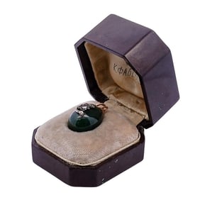 Faberge 14k Gold and Nephrite Jade Egg Pendant