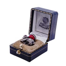 Faberge Silver and Enamel Elephant Pendant