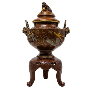 Japanese Meiji Gilt and Bronze Censer