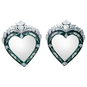 Pair of Heart-shaped Venetian Mirrors