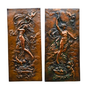 Pair Attrib. Karl Sterrer (Austrian 1885-1972) Bronze Plaques