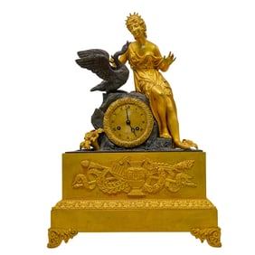 19th Cent. Charles X Gilt Bronze 'Leda and the Swan' Mantel Clock