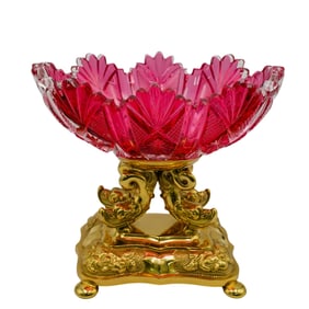 Johann Viol Gilt Silver and Cranberry Glass Compote