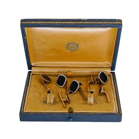 Cartier 14K Gold Shirt Stud Set Platinum and Onyx