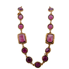 Vintage Chanel Purple Chicklet Sautoir Long Station Necklace