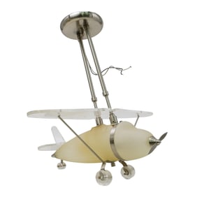 Vintage Frosted Glass Airplane Pendant Lamp